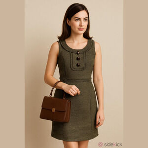 Next Tailored Green Tweed Pinafore Dress Women’s (Sz 12)